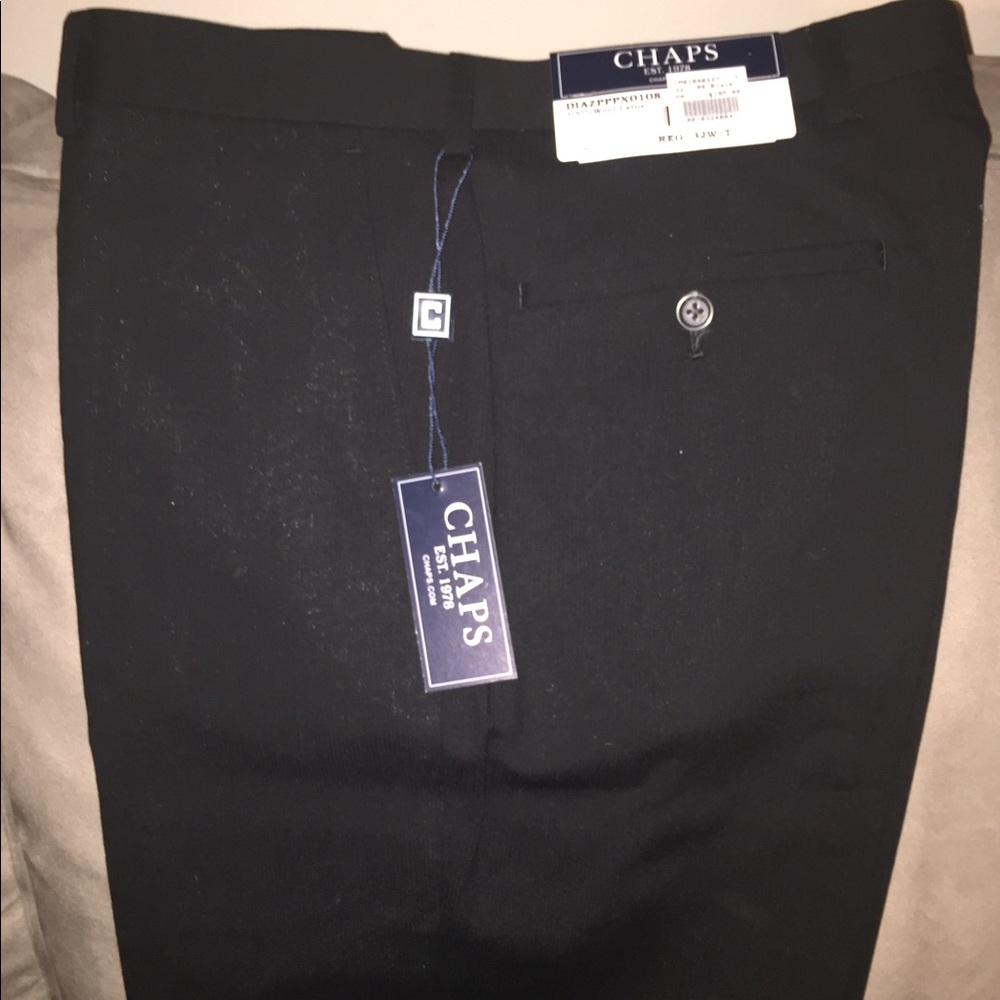 Chaps black wool dress pants